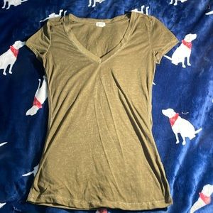 Garage olive green v-neck burnout t-shirt